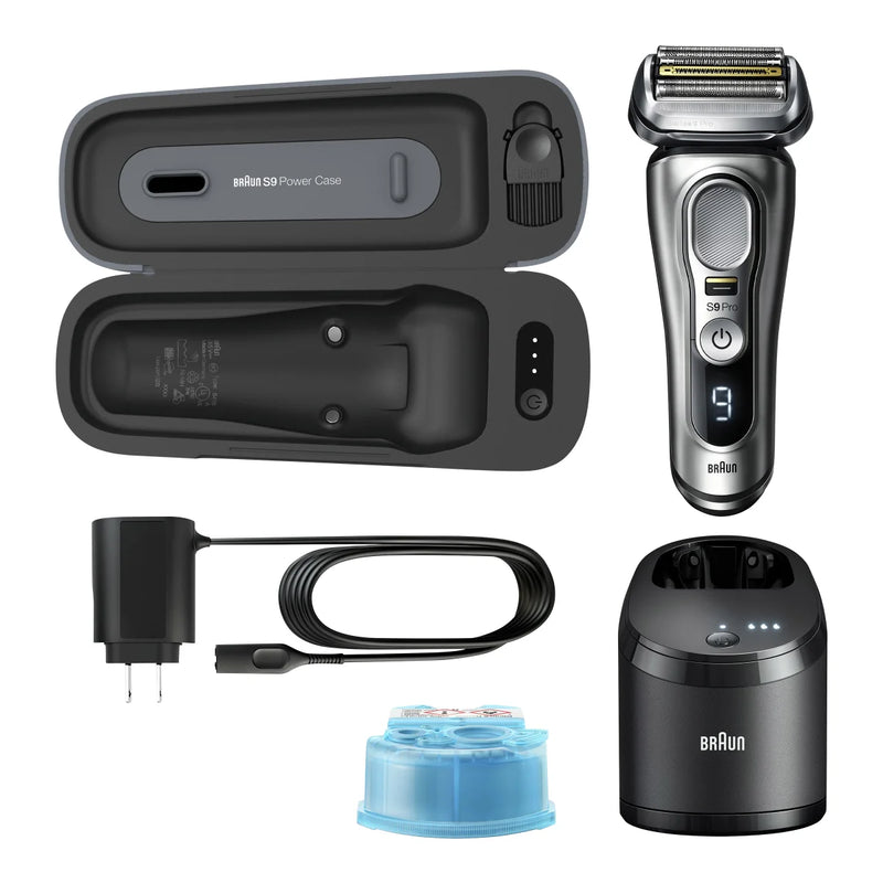 Braun Series 9 Pro 9477cc Men's Electric Razor + Clean & Renew Refill Cartridges CCR - 3 pack