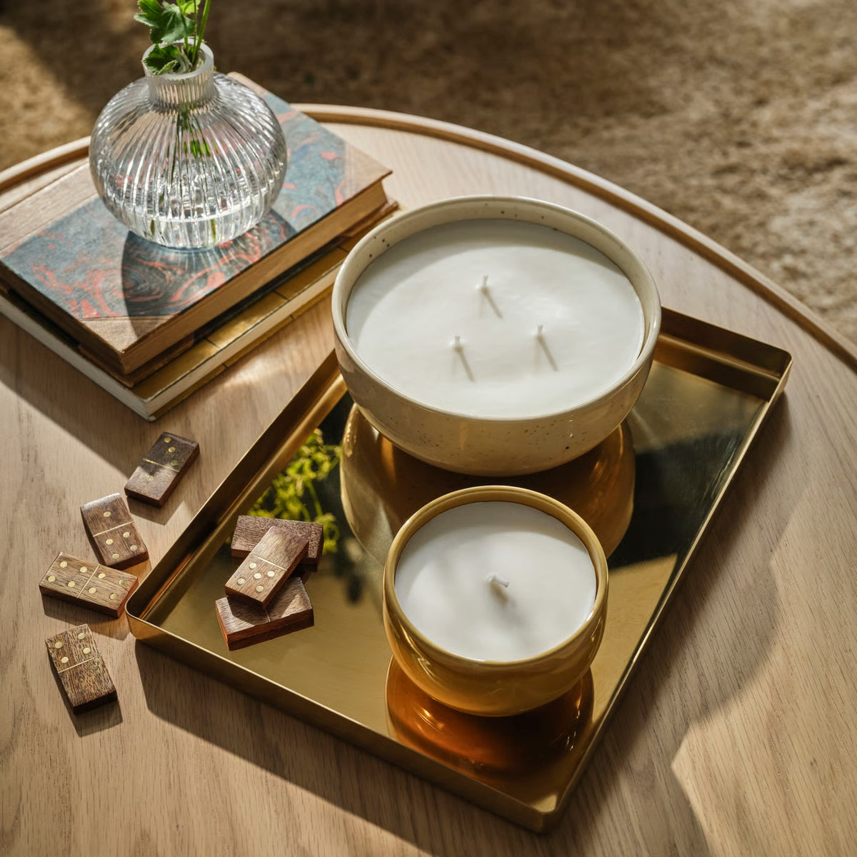 IKEA PÄRLHÖNA Rose & Carnation Scented Candle in Yellow Ceramic Jar, 20-Hour Burn Time, Decorative Floral Fragrance Candle, Speckled Stoneware Container for Bedroom, Living Room & Home Décor