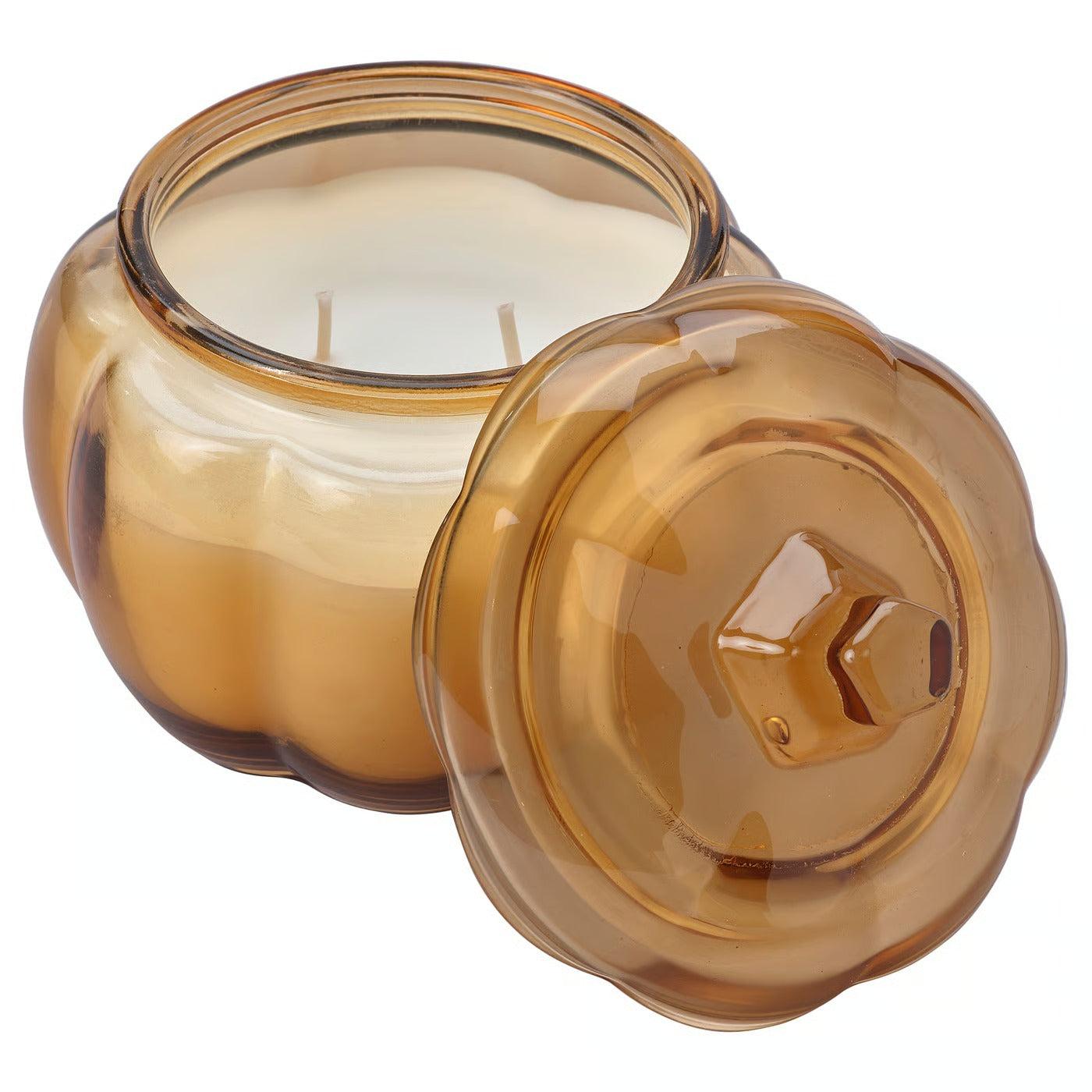 IKEA HOSTAGILLE Scented candle in glass, 2 wicks, Spiced pumpkin - brown, 40 hr