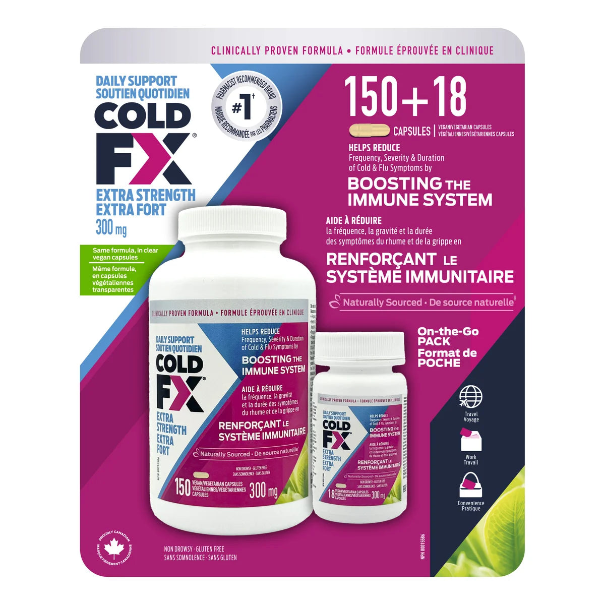 COLD-FX Cold & Flu Care Extra Strength 300 mg, 150 + 18 Capsules