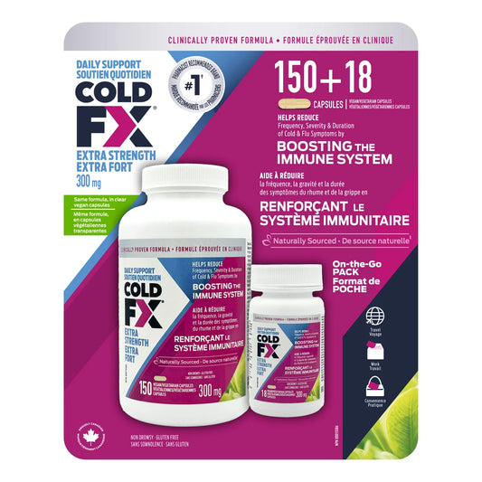 COLD-FX Cold & Flu Care Extra Strength 300 mg, 150 + 18 Capsules