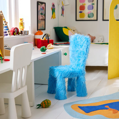 IKEA GREJSIMOJS Cover for children's chair, faux fur/blue