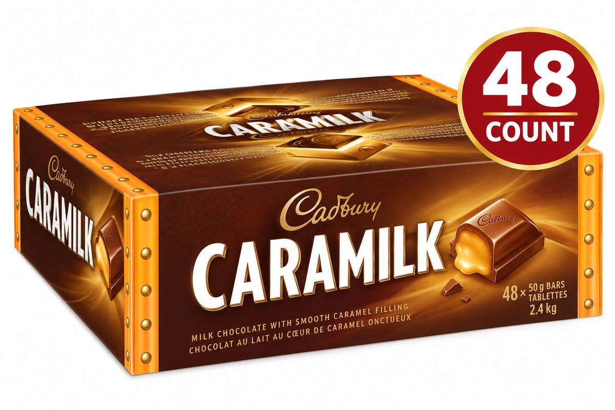 (48 Count) Cadbury Caramilk Chocolate Bars, Milk Chocolate with Smooth Caramel Filling, 50 g