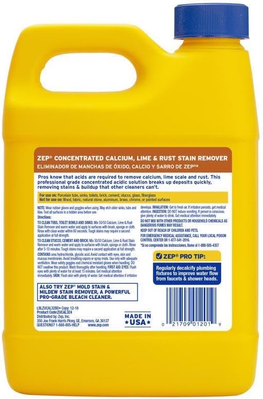 ZEP Hard Water Stain Remover, Calcium, Lime & Rust Cleaner, 946mL