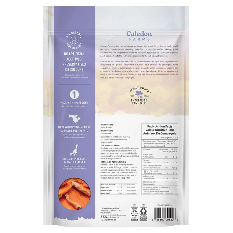 Friandises pour chiens entièrement naturelles à la patate douce Caledon Farms, 1,02 kg, 2 paquets 