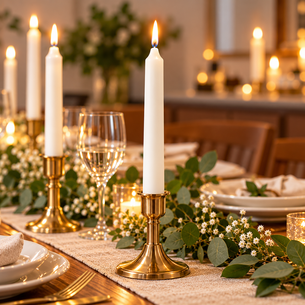 IKEA JUBLA Unscented Taper Candles, 20 Pack, White, 19 cm (7 ½ ") Height, 6-Hour Burning Time, 100% Stearin Wax, Elegant Household Candles for Dining Tables, Weddings, Dinner Parties, Candle Holders & Home Décor