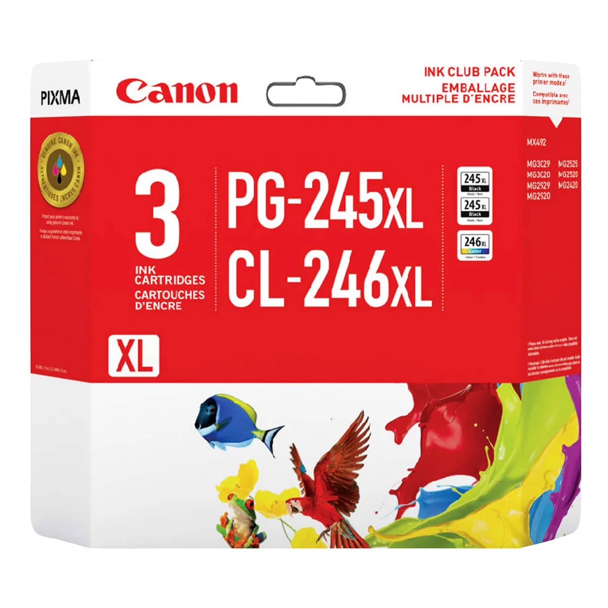Canon PG-245XL Black and CL-246XL Colour Ink Cartridge (8278B018) 3-pack
