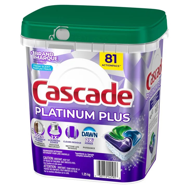 Cascade Platinum Plus Dishwasher Detergent Pods – 81 Fresh Scent ActionPacs