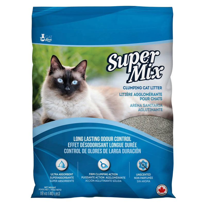 Litière agglomérante non parfumée Cat Love Super Mix pour chat 