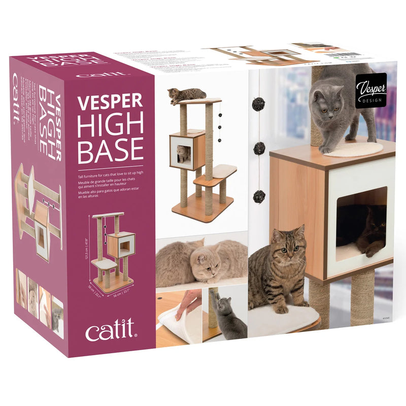 Catit Vesper Walnut V-High Base with Condo Cat Tree