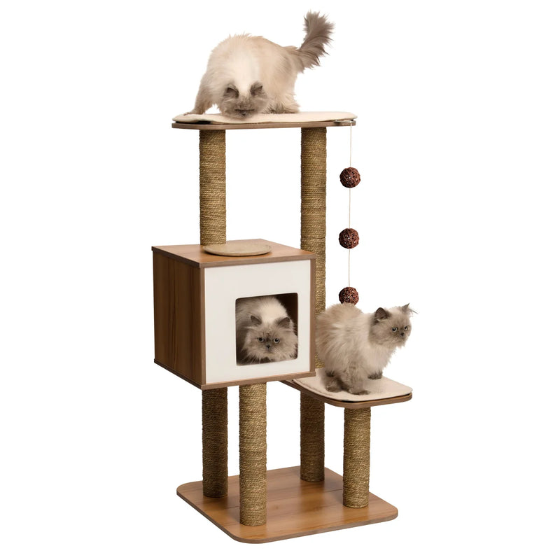 Catit Vesper Walnut V-High Base with Condo Cat Tree