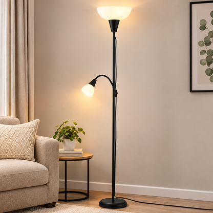 IKEA TAGARP Floor uplighter/reading lamp, Black- White