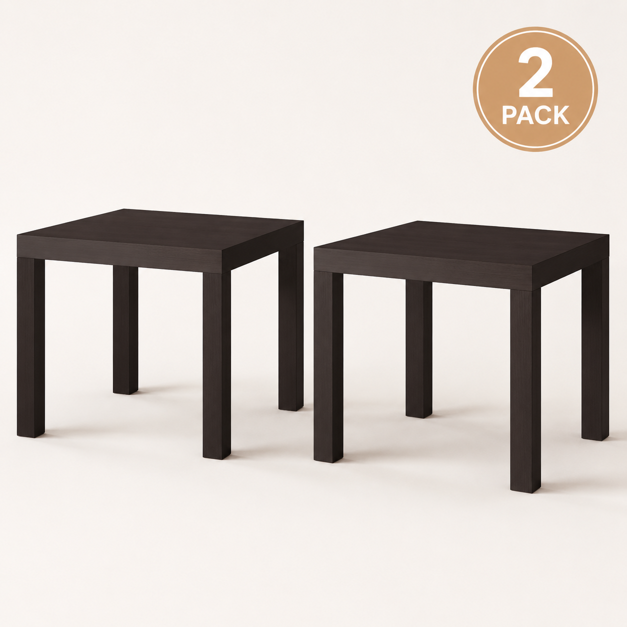 (2 PACK) IKEA Modern Square Side Table, Black Brown Lightweight End Table, 55 × 55 × 45 cm, Easy Assembly Living Room and Bedroom Furniture