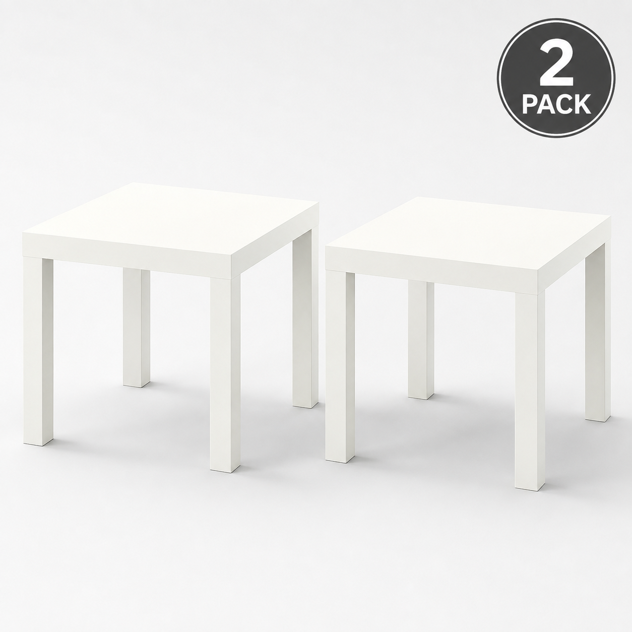 (2 Pack) IKEA Modern Square Side Table, White Lightweight End Table, 55 × 55 × 45 cm, Easy Assembly Living Room and Bedroom Furniture (Copy)