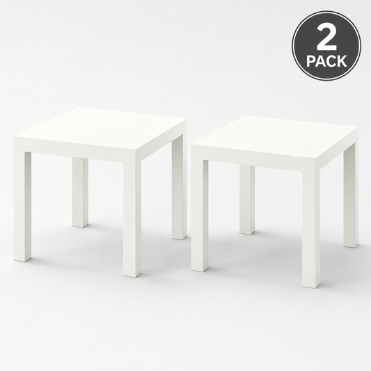 (2 Pack) IKEA Modern Square Side Table, White Lightweight End Table, 55 × 55 × 45 cm, Easy Assembly Living Room and Bedroom Furniture (Copy)