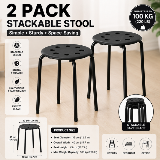 (2 PACK) IKEA MARIUS Stool, black, 45 cm (17 3/4 ")
