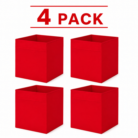 (4 PACK) IKEA DRÖNA Box, 33x38x33 cm (13x15x13 "),RED