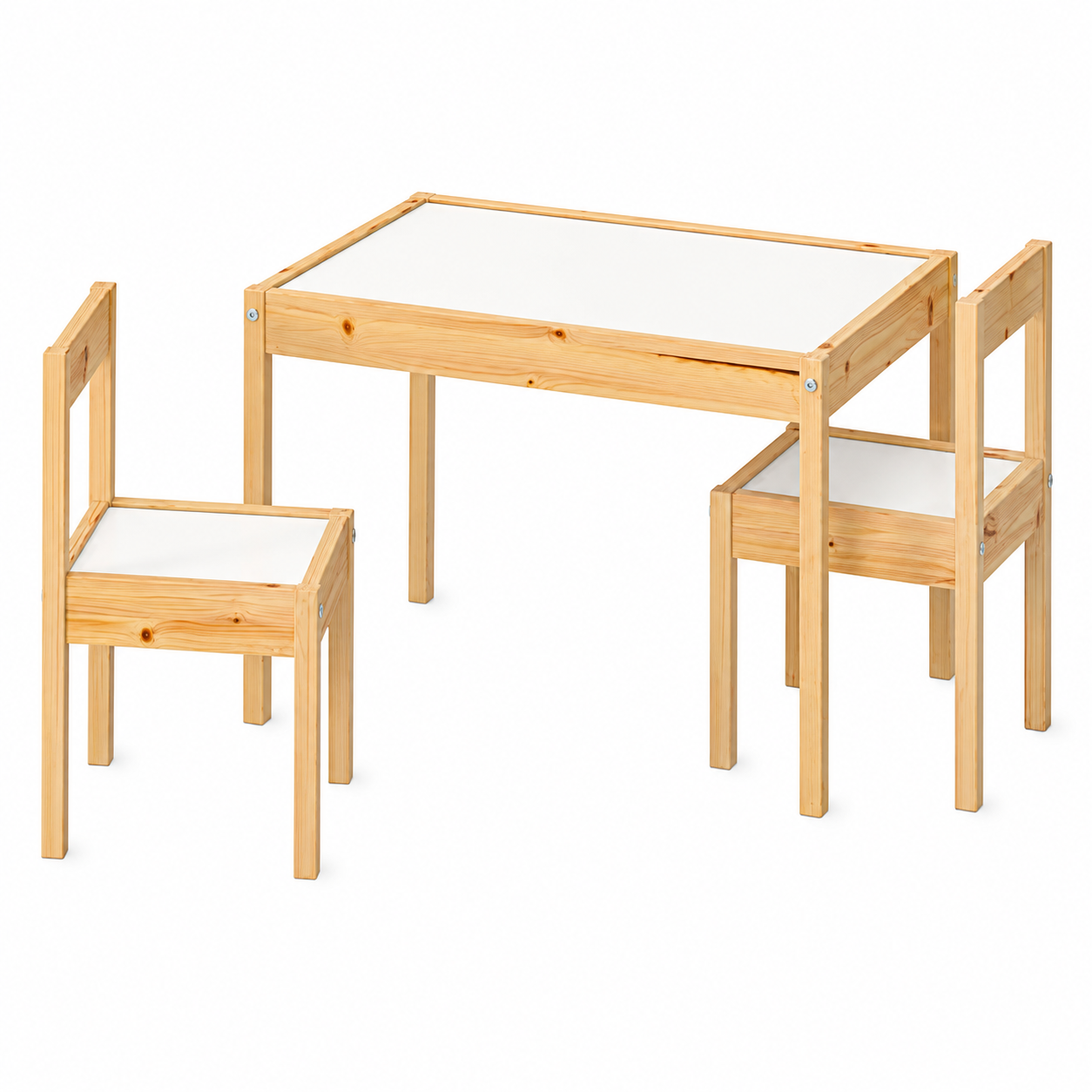 IKEA Kids Wooden Table & 2 Chairs Set – Pine Frame, Easy-Clean Surface, Arts & Crafts Activity Set