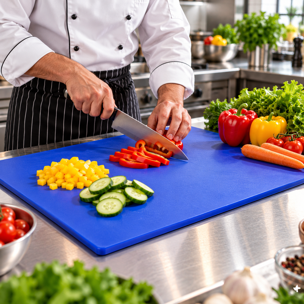 Extra Large Blue Cutting Board 18 x 24 Inch, Heavy Duty Thick Kitchen Chopping Board, 0.5 Inch Thick, Large Rectangular Food Prep Board for Cutting Vegetables, Fruits & Meat, Professional Kitchen, Restaurant & Home Cooking