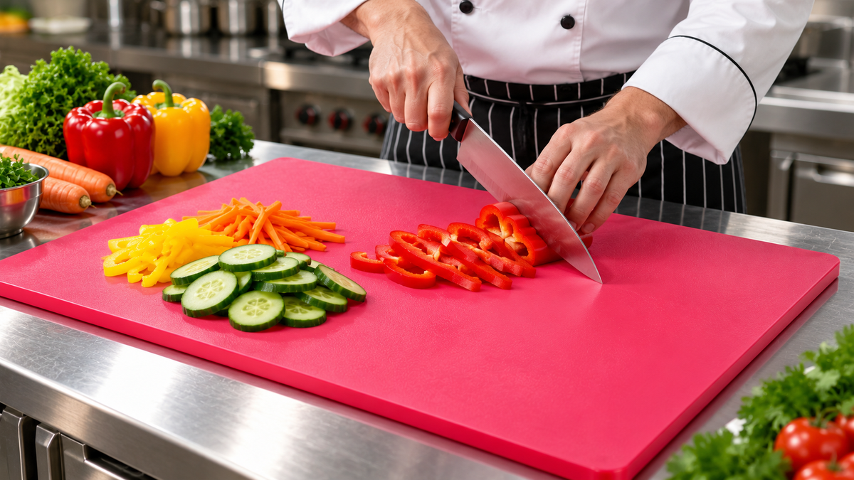 Extra Large Red Cutting Board 18 x 24 Inch, Heavy Duty Thick Kitchen Chopping Board, 0.5 Inch Thick, Large Rectangular Food Prep Board for Cutting Vegetables, Fruits & Meat, Professional Kitchen, Restaurant & Home Cooking