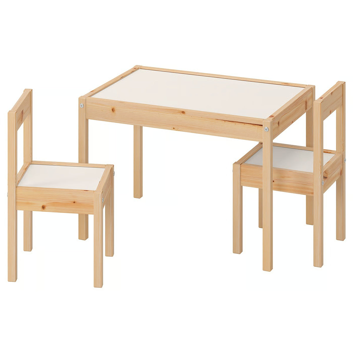 IKEA LÄTT table and 2 chairs, white/pine