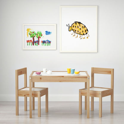 IKEA LÄTT table and 2 chairs, white/pine