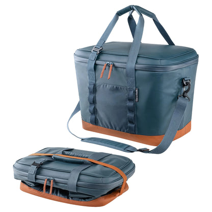 CleverMade Pacifica 50 Can Collapsible Cooler Tote, Navy Blue