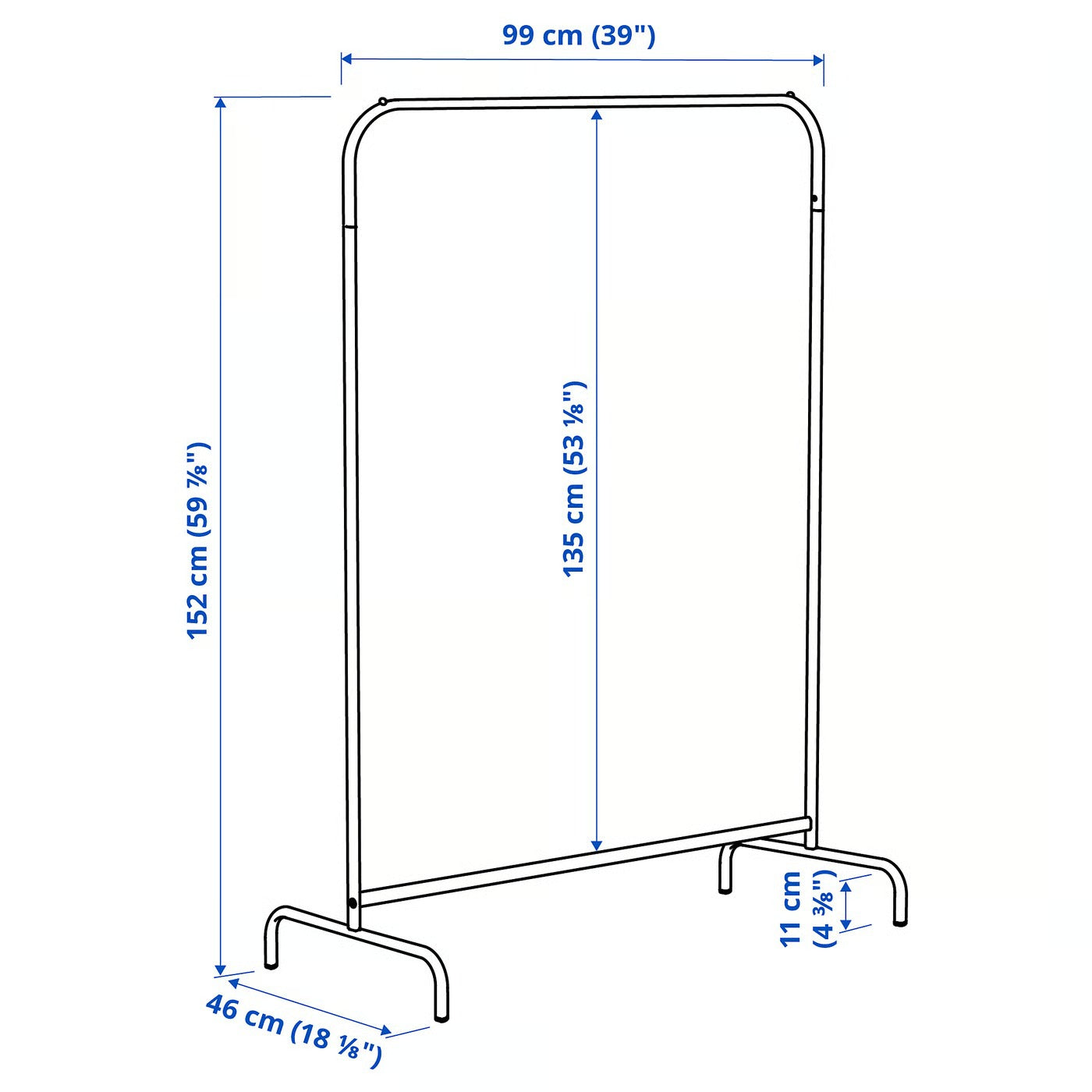 IKEA MULIG Clothes rack, white, 99x152 cm (39x59 7/8 ")