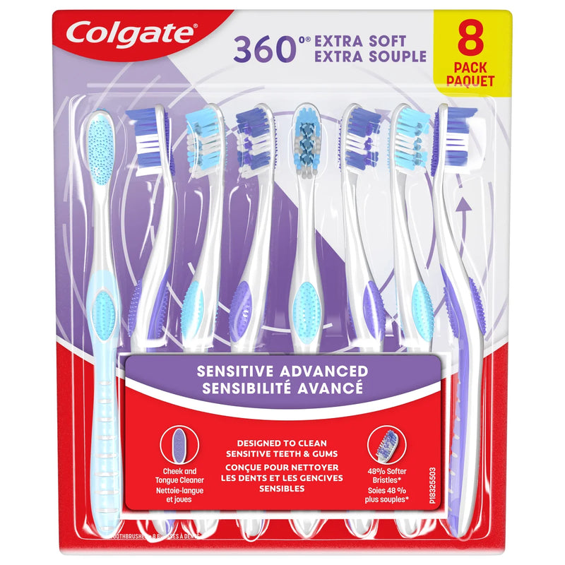 Colgate 360 Sensitive Advanced Gum Toothbrush Pack, 8-pack