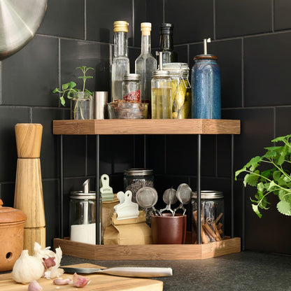 IKEA NÅLBLECKA Corner shelf, metal/bamboo for kitchen countertop