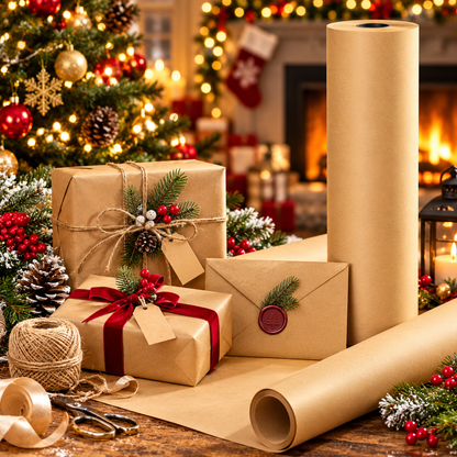 Heavy Duty Brown Kraft Paper Roll, 24 Inch Wide x 750 Feet Long, 30 lb Thick Packing & Wrapping Paper, Multipurpose Protective Packaging Paper for Moving, Shipping Boxes, Gift Wrapping, Arts & Crafts, DIY Projects, Party Decorations & Home Supplies