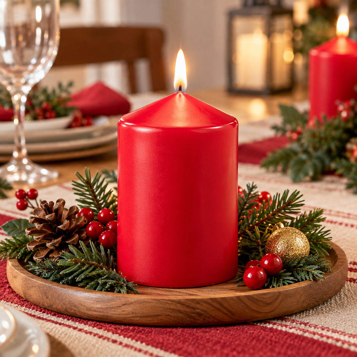 IKEA VINTERFINT Unscented Pillar Candles, 3 Pack, Red, 10 cm (4 ") Height Each, Decorative Christmas Candles for Dining Tables, Living Room, Holiday Centerpieces, Parties, Weddings & Home Décor (Candle Holders Not Included)