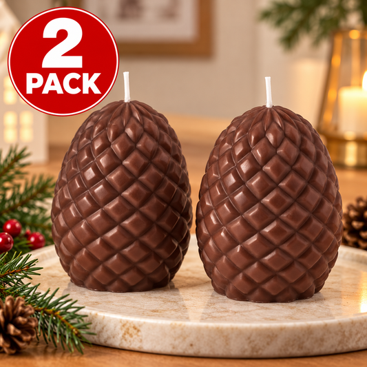 IKEA SNÖSISKA Unscented Cone-Shaped Pillar Candles, 2 Pack, Brown Decorative Candles, 8 cm, Up to 17 Hours Burn Time Each, Christmas Table Centrepiece, Holiday & Home Décor