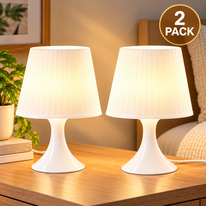 IKEA LAMPAN Modern Table Lamps, 2 Pack, White, 29 cm (11 "), Minimalist Lightweight Bedside Nightstand Lamps, Soft Ambient Lighting, Matching Desk & Sofa Side Accent Lamps for Bedroom, Living Room & Home Décor (Bulbs Not Included)