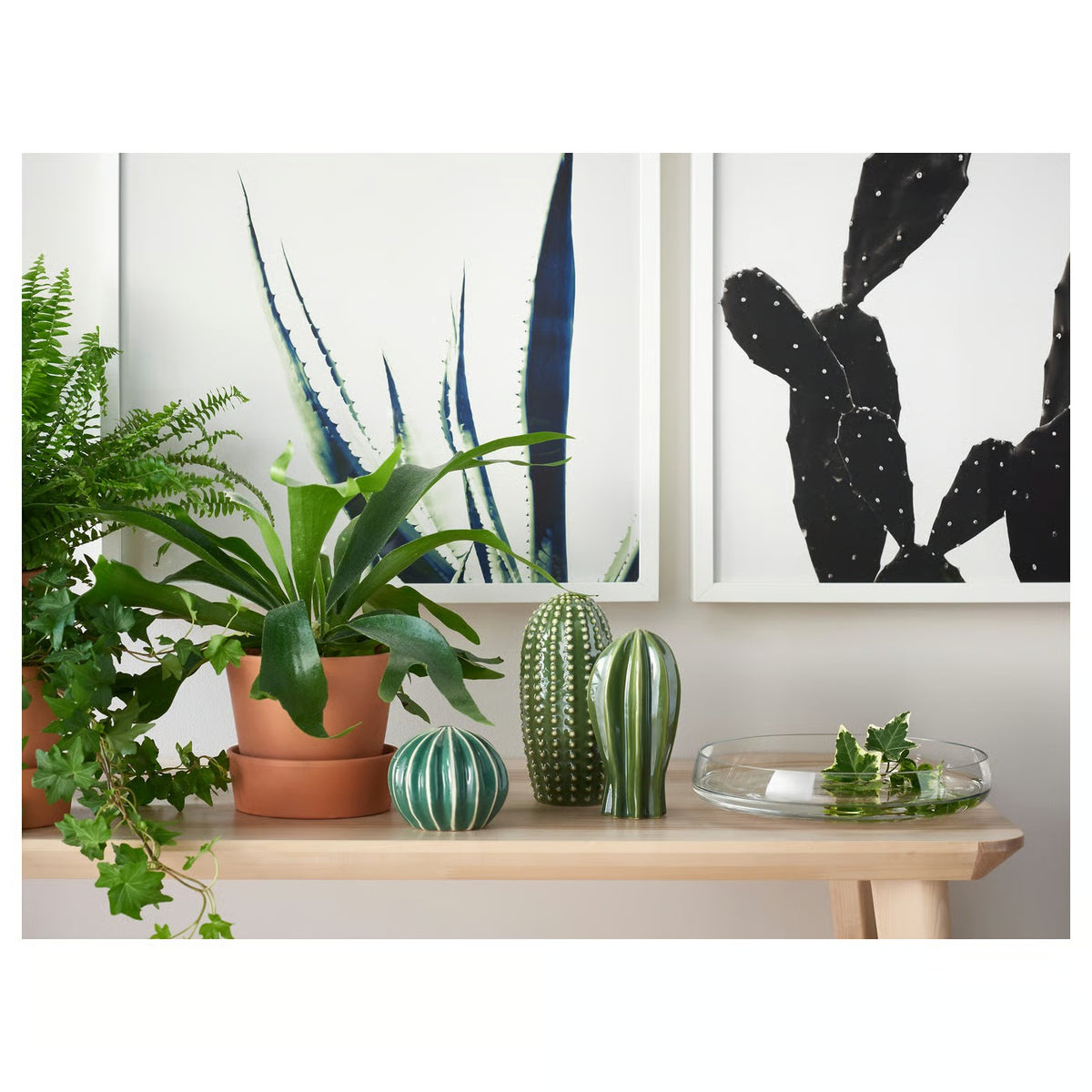 (3-Piece) IKEA Ceramic Cactus Decorative Plant Set – Artificial Succulent Home & Office Décor