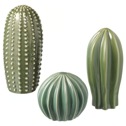 (3-Piece) IKEA Ceramic Cactus Decorative Plant Set – Artificial Succulent Home & Office Décor