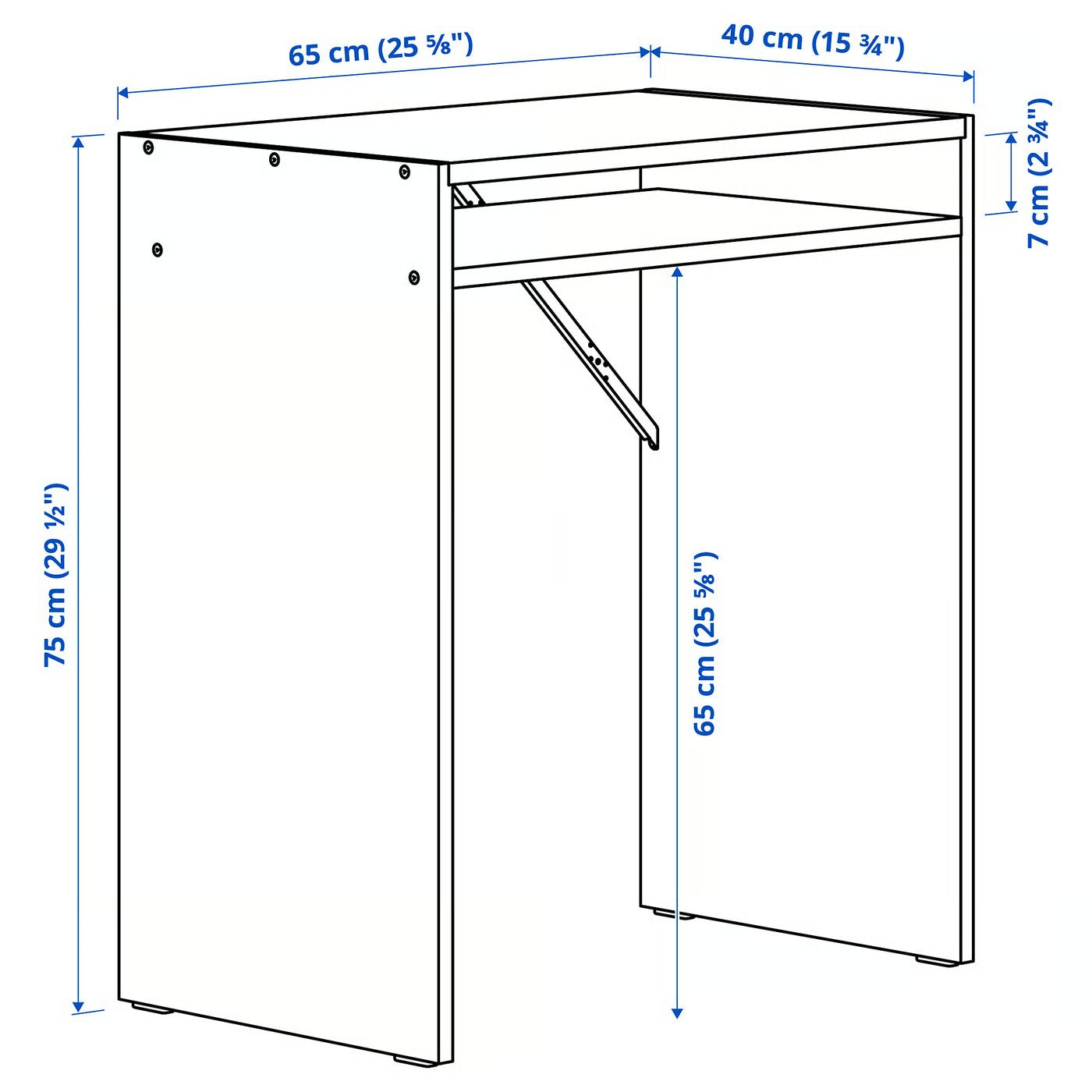 IKEA TORALD Desk, white, 65x40 cm (25 5/8x15 3/4 ")