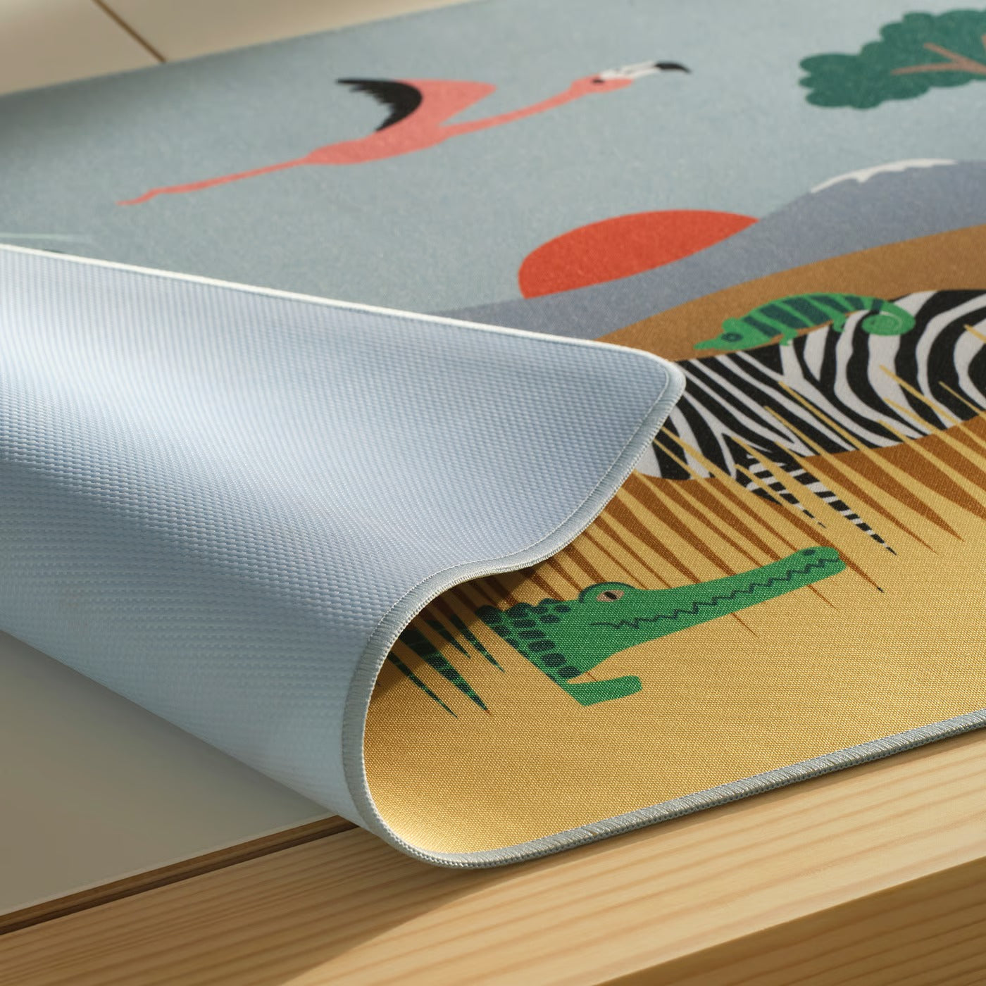 IKEA SANDLÖPARE Desk pad, multicolor animals on the savannah, 38x60 cm (15x23 5/8 ")
