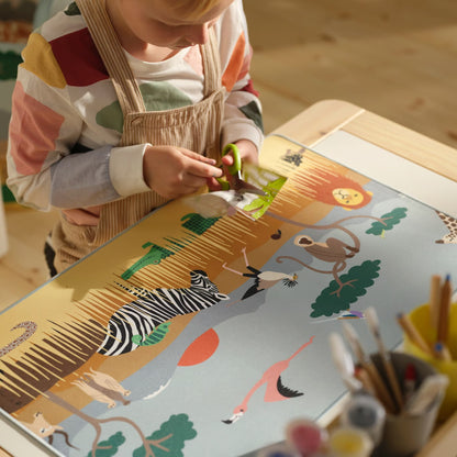 IKEA SANDLÖPARE Desk pad, multicolor animals on the savannah, 38x60 cm (15x23 5/8 ")