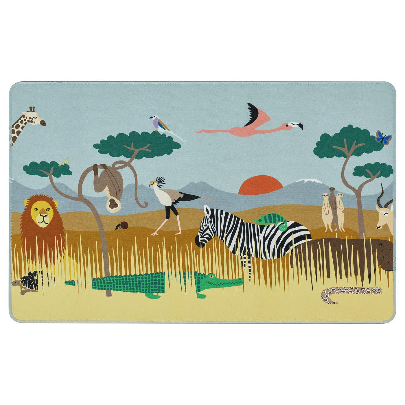 IKEA SANDLÖPARE Desk pad, multicolor animals on the savannah, 38x60 cm (15x23 5/8 ")