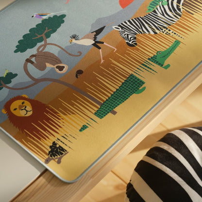 IKEA SANDLÖPARE Desk pad, multicolor animals on the savannah, 38x60 cm (15x23 5/8 ")