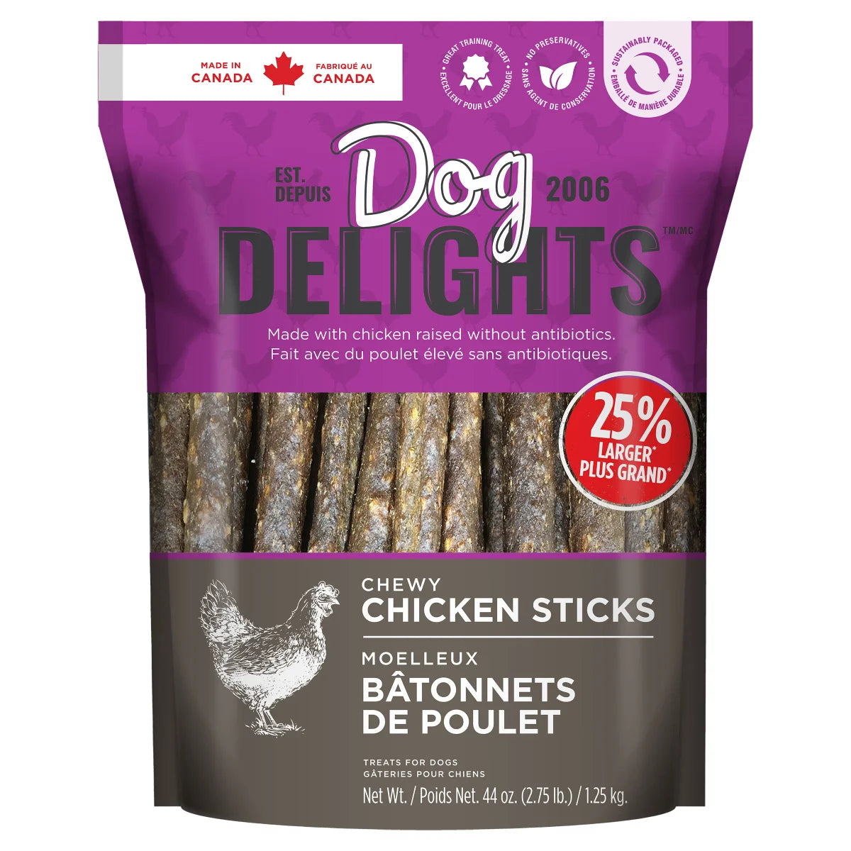 Dog Delights Chicken Sticks Dog Treats, 1.25 kg (2.7 lb.)