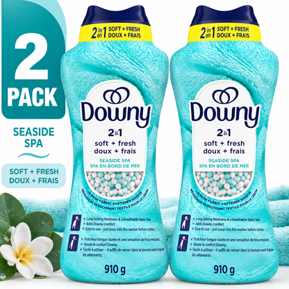 (2 Pack) Downy 2-in-1 Soft + Fresh Fabric Softener Beads, Seaside Spa, 910 g