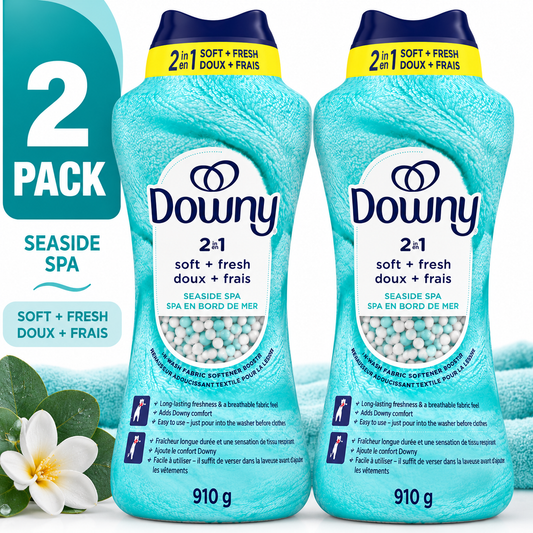 (2 Pack) Downy 2-in-1 Soft + Fresh Fabric Softener Beads, Seaside Spa, 910 g