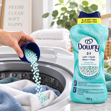 Downy 2-in-1 Soft + Fresh Fabric Softener Beads, Seaside Spa, 910 g