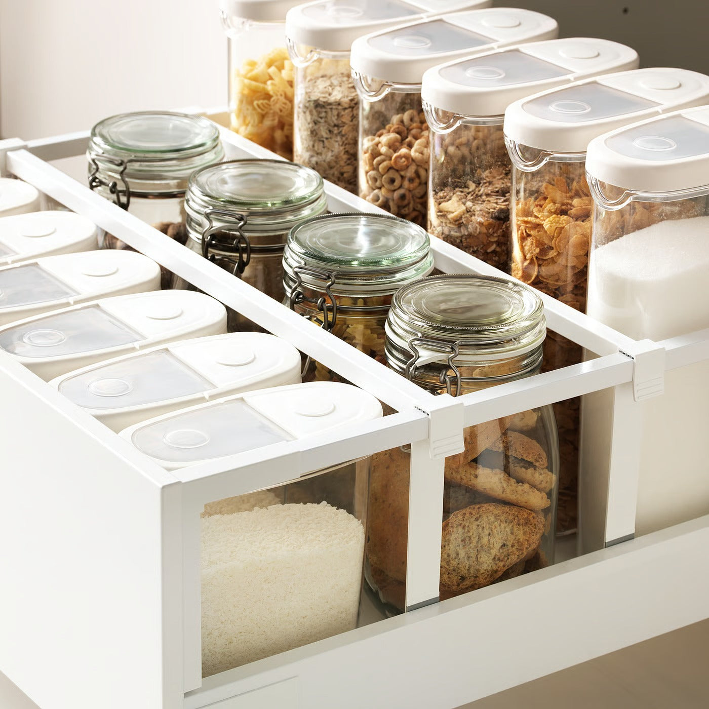 (4 Pack)  IKEA 365+ Dry food jar with lid, transparent/white, 2.3 l