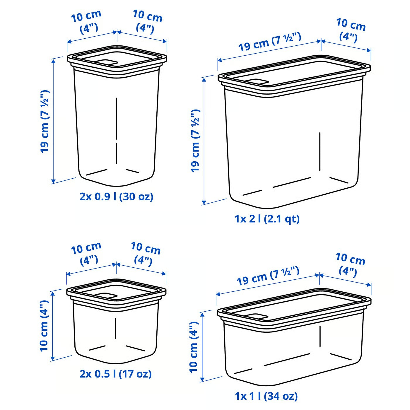 IKEA KORALLVIPPA Dry food jar with lid, set of 6, transparent