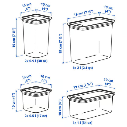IKEA KORALLVIPPA Dry food jar with lid, set of 6, transparent