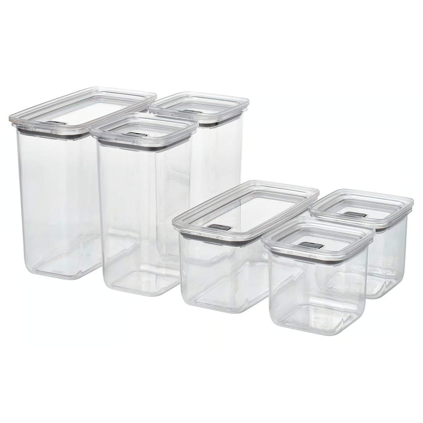 IKEA KORALLVIPPA Dry food jar with lid, set of 6, transparent