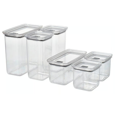IKEA KORALLVIPPA Dry food jar with lid, set of 6, transparent